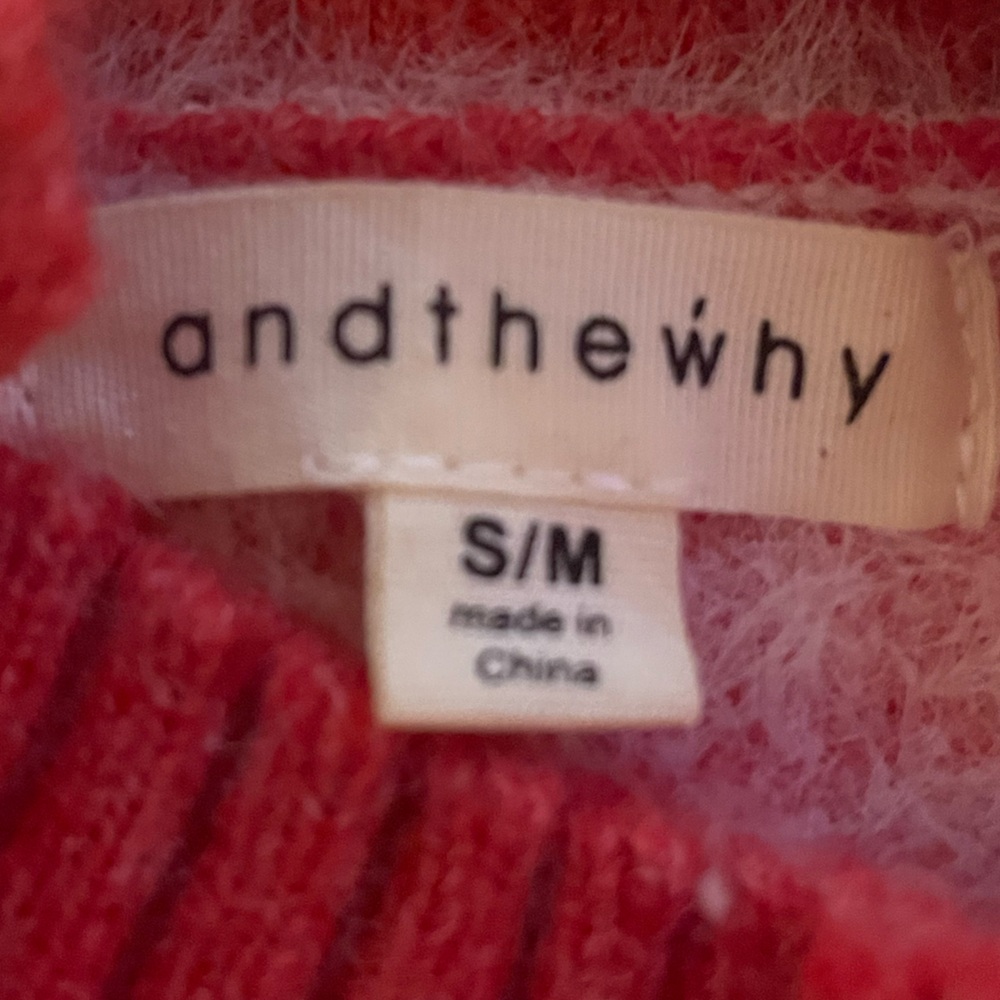Cabincore Winter Red Snowflake Turtleneck Sweater Soft Cozy Size S/M Oversized - Picture 8 of 8